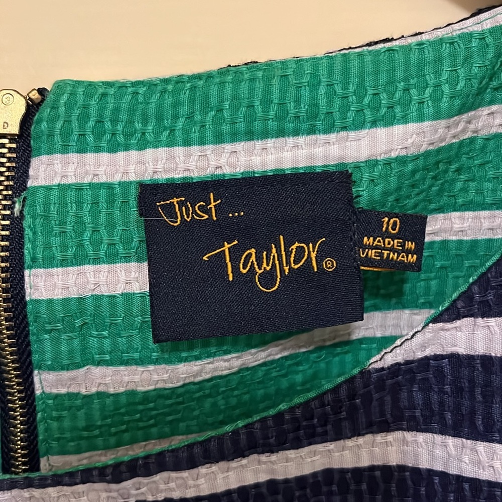 Just…Taylor dress, women’s size 10, green and navy with white stripes - Picture 4 of 10